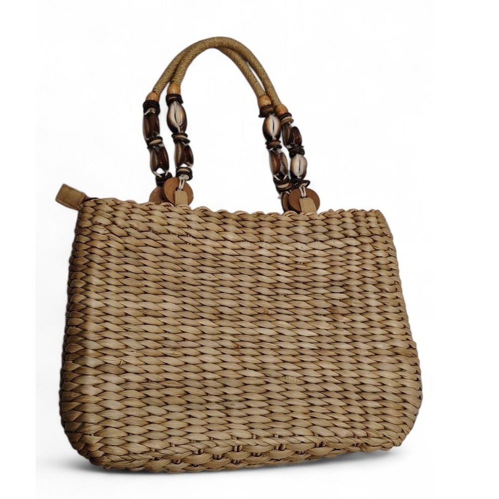 Corn‎ Husk Straw Purse with Shell Bead Handles